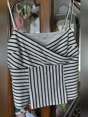 STATE Black & White Striped Spaghetti Strap Top